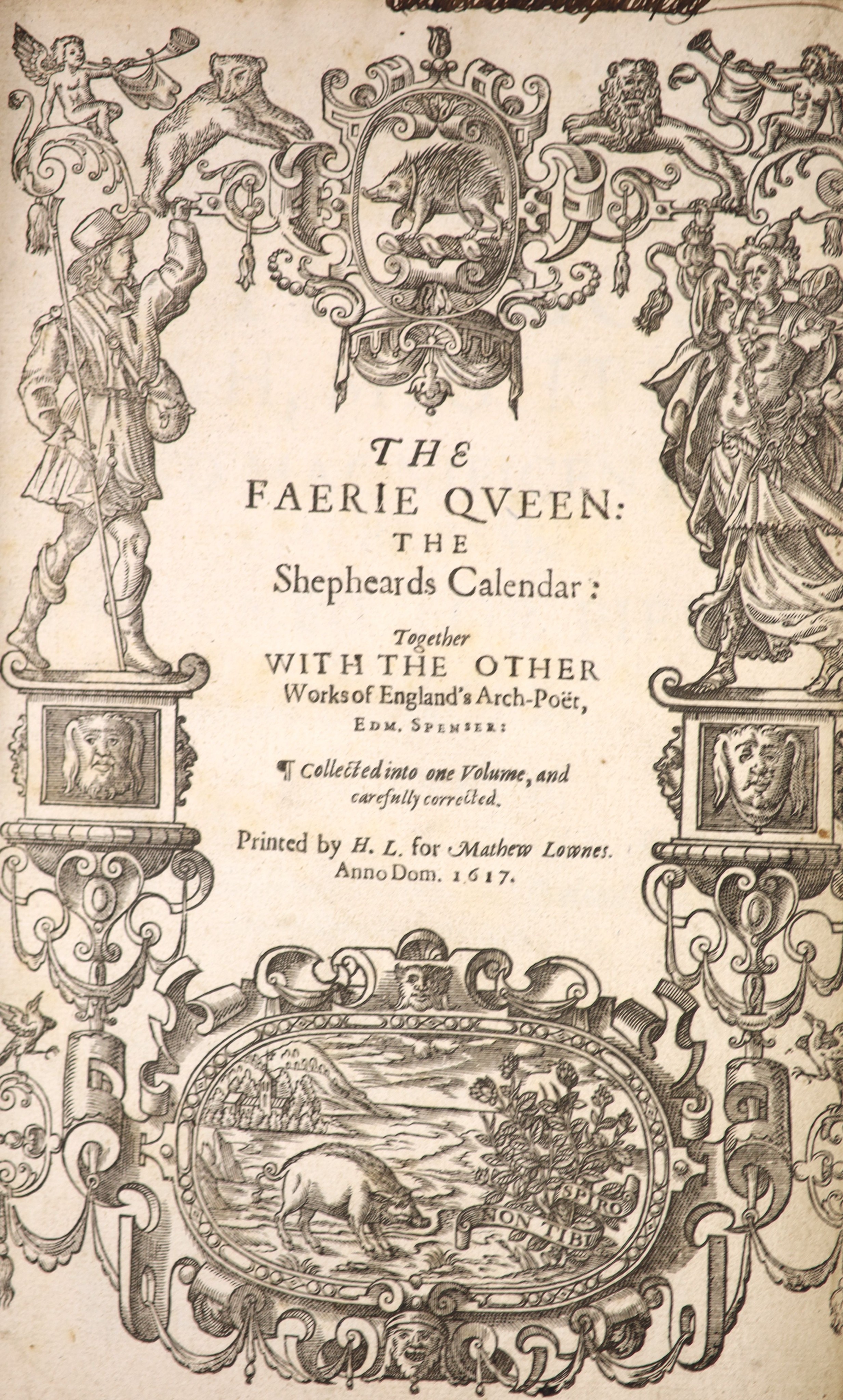 Spenser, Edmund - The Shepheards Calendar: together with the other works of England's Arch-Poet ... collected into one volume, and carefully corrected. pictorial engraved title